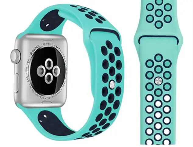 Силиконовый ремешок для Apple Watch спортивный ремешок 42 мм 38 мм 40 мм 44 мм для iwatch серии 1/2/3/4/5 - Цвет ремешка: greenblue