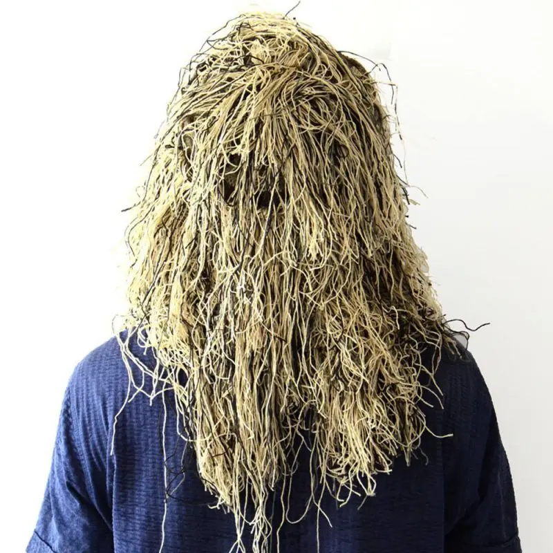 Охотничья маска на все лицо Тип Травы Ghillie капюшон Камуфляж дышащий Регулируемый легкий вуаль капюшон крышка с обертыванием веревка - Цвет: SM