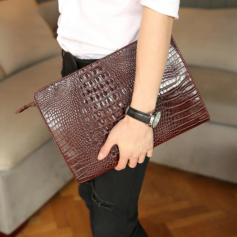 Luxury Crocodile Pattern Men Clutch Bags Brand Designer Business