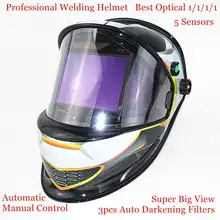 Auto Darkening Welding Mask 3 Filters View Size 115x85mm DIN 4-14 Optical 1111 5 Sensors CE ANSI CSA AS/NZS Welding Helmet