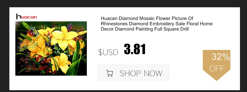 Huacan Full Drill Square Diamond Mosaic Flower Pictures Of Rhinestones 5D Diamond Painting Diamond Embroidery Set Decoration