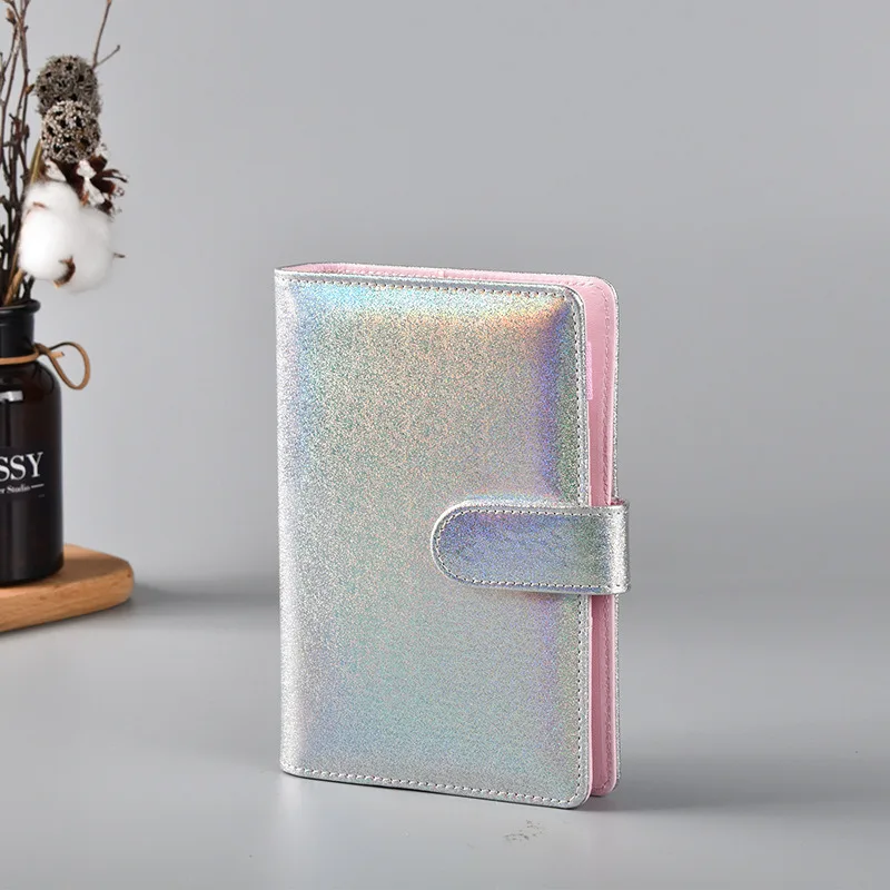 Binder sem Papel de Escrita Material de Escritório Multicolorido Fivela Magnética Notebook Glitter Plutônio Capa Interior Clássico Caderno Escola 4 Material escolar e de escritório