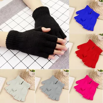 

Fingerless Gloves Woman Winter Knitted Pair 1 Stretch Half Finger Elastic Soft Warm Knitted Crochet autumn winter warm gloves @6