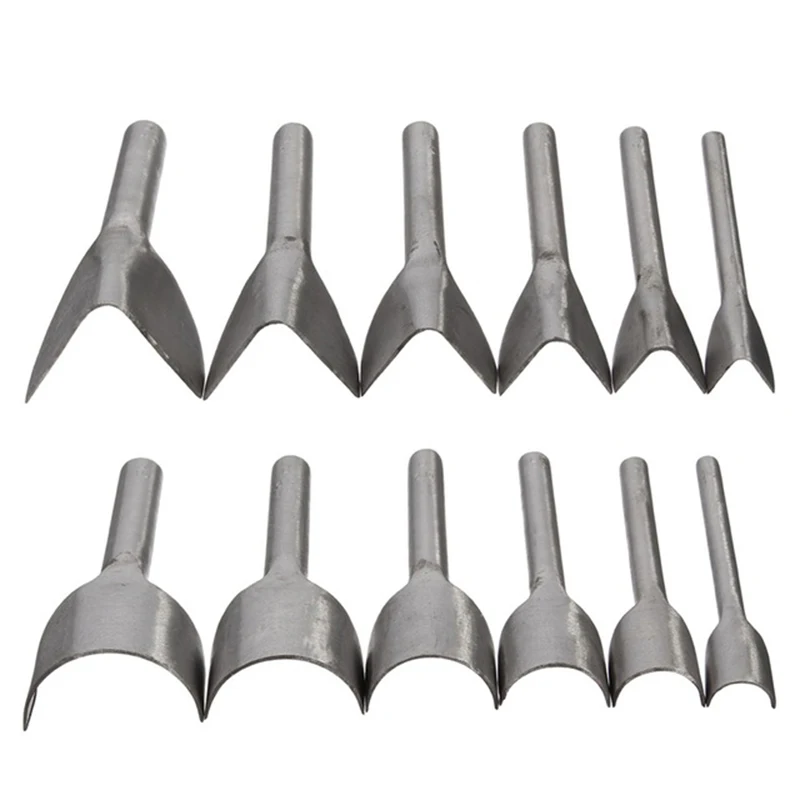 6pk Кожа ремесло инструмент полукруглый/V форма Резак Удар ремень кошелек Конец Набор