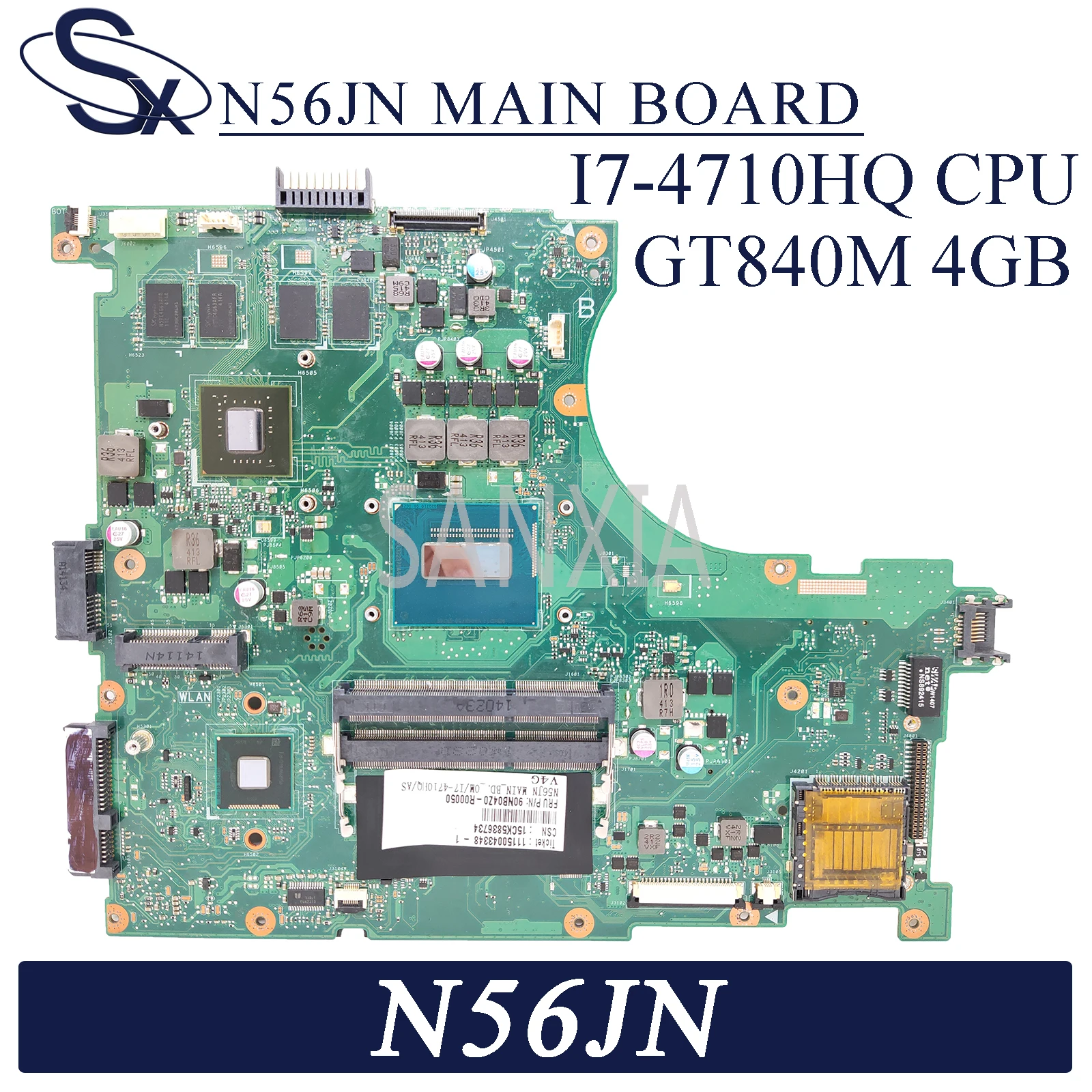 KEFU N56JN материнская плата для ноутбука ASUS N56J оригинальная I7-4710HQ GT840M-4GB | Компьютеры