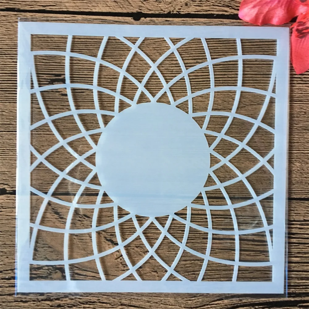 9 개/대 13cm 타원형 기하학 원형 그리드 DIY 레이어링 스텐실 페인팅 스크랩북 색칠 엠보싱 앨범 장식 템플릿
