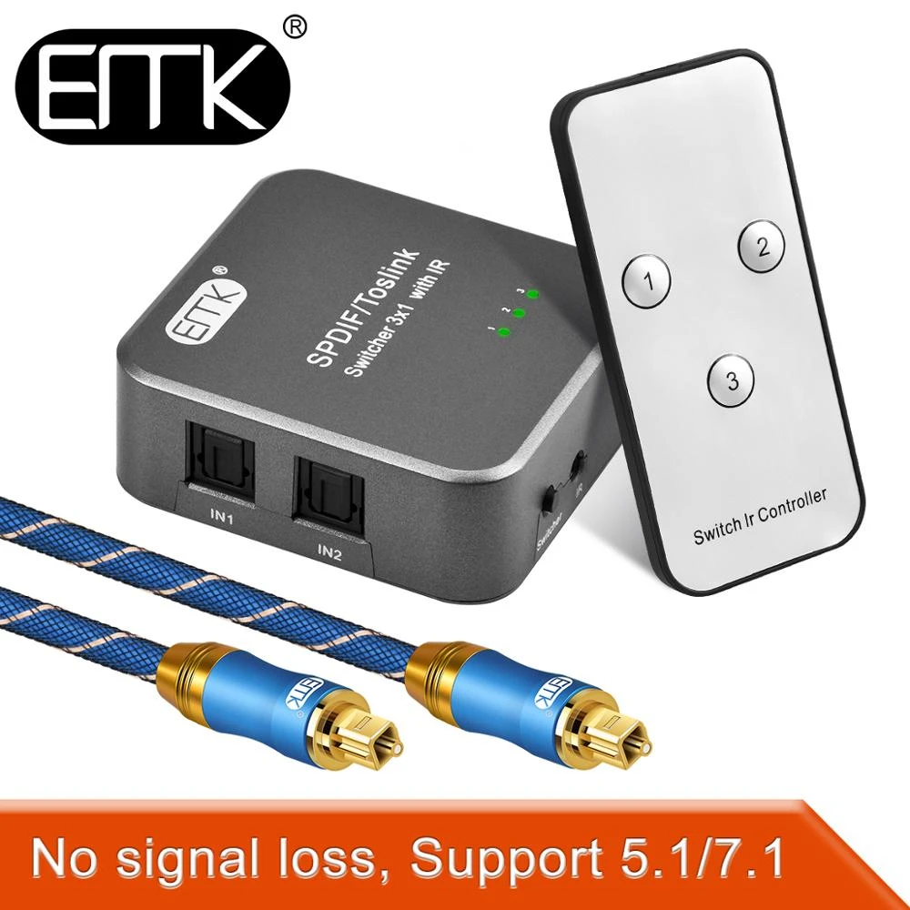 Interruptor Optico Toslink Ir Remoto 3 En 1 Conmutador De Audio De Fibra Optica Spdif Emk Selector Dts Toslink De 3 Vias Dvd Ps4 Altavoz De Tv Toslink Selector Toslink Switchoptical Audio Switch Aliexpress