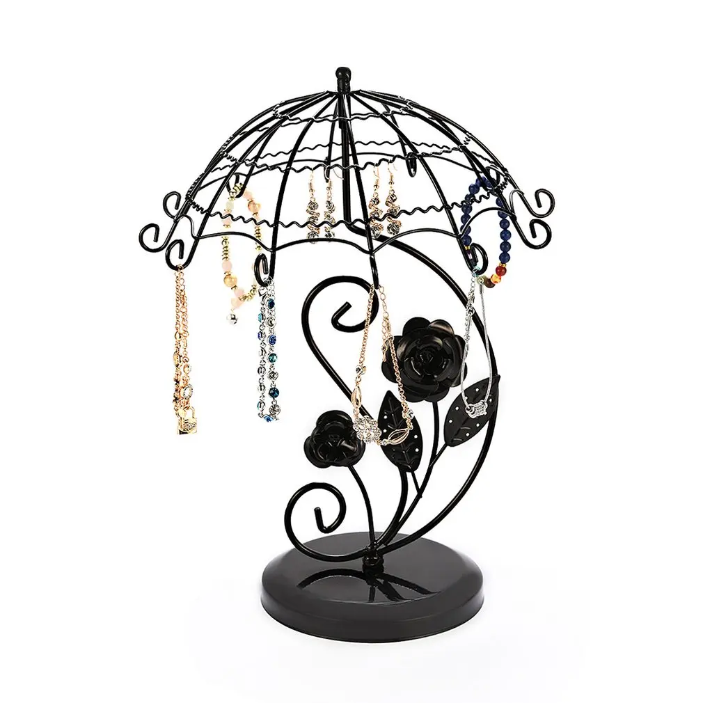 Umbrella Shape Earring Holder Creative Jewelry Frame Necklace Storage Rack Rotating Jewelry Earring Display Stand
