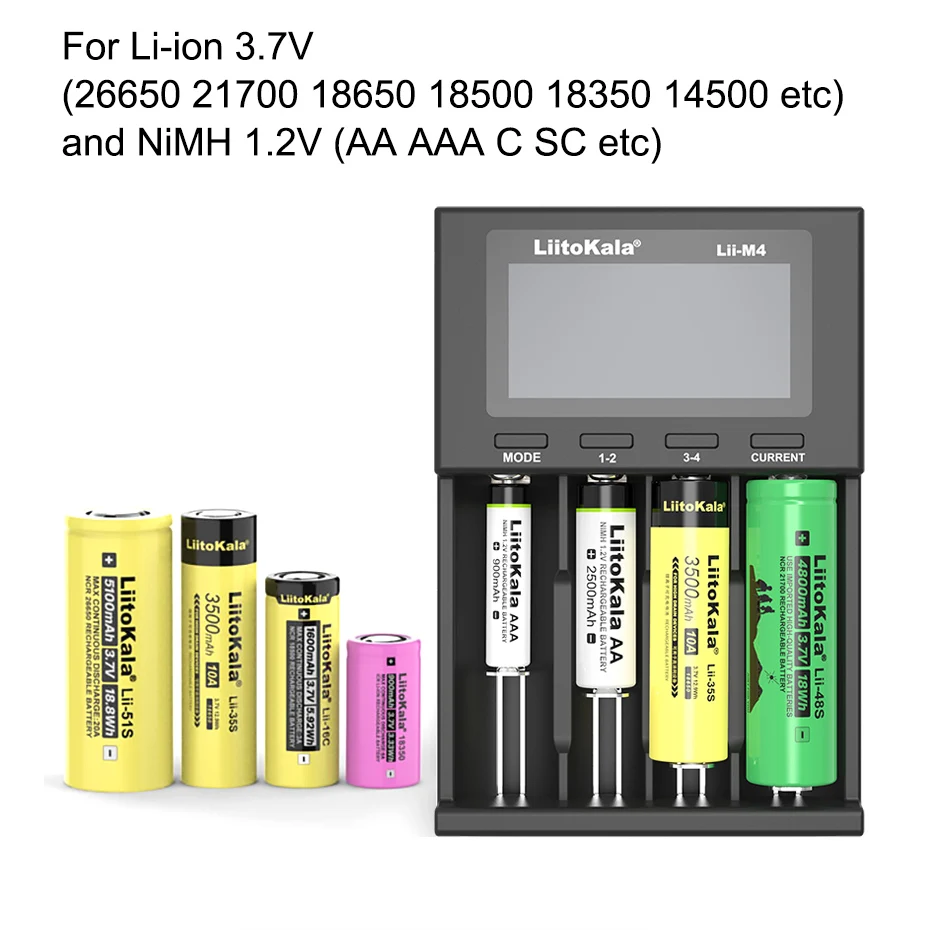 LiitoKala Lii-PD4 Lii-S8 Lii500s Lii600 battery Charger for 18650 26650 21700 18350 AA AAA 3.7V/3.2V/1.2V/ lithium NiMH battery