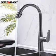Matte Black Kitchen Faucet Deck Mounted Mixer Tap 360 Degree Rotation Stream Sprayer Nozzle Kitchen Sink Hot Cold Taps and Grey