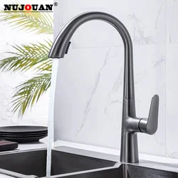 Matte Black Kitchen Faucet Deck Mounted Mixer Tap 360 Degree Rotation Stream Sprayer Nozzle Kitchen Sink Hot Cold Taps and Grey
