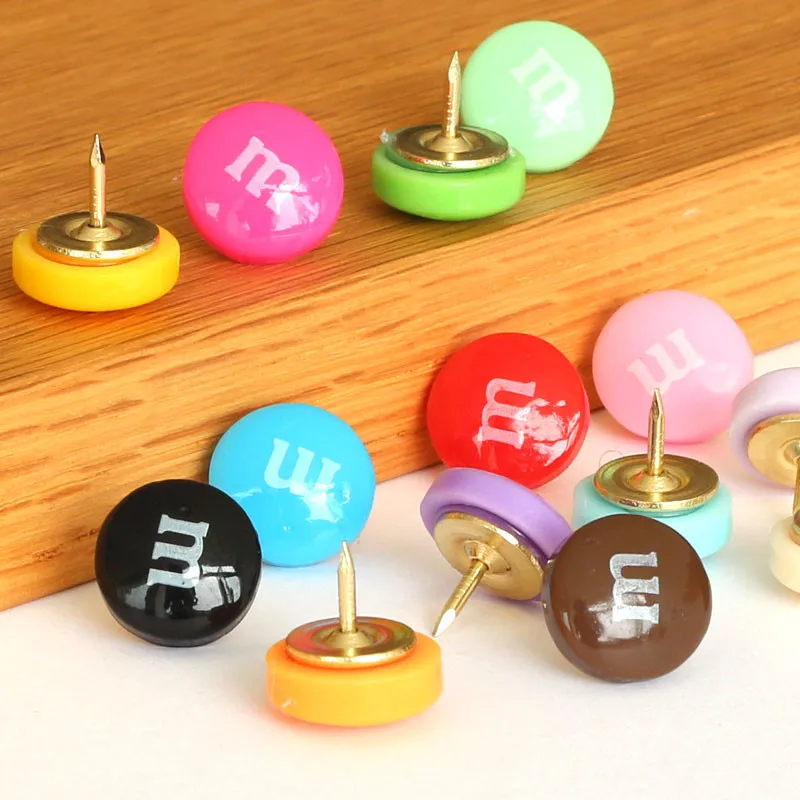 

10pcs Chocolate Map Push Pins for cork board message paper fixed Thumb Tacks Decorative Thumbtacks Office School Random Color