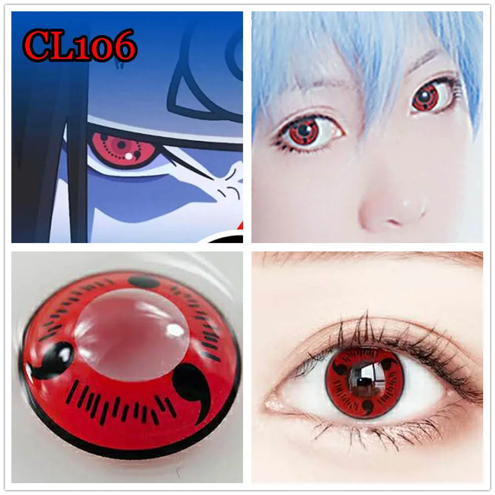 

Japanese Animation Contact Lenses For Halloween Cartoon Character Eyes Cosplay Sharingan Eyewear for Women CL106 SASUKE