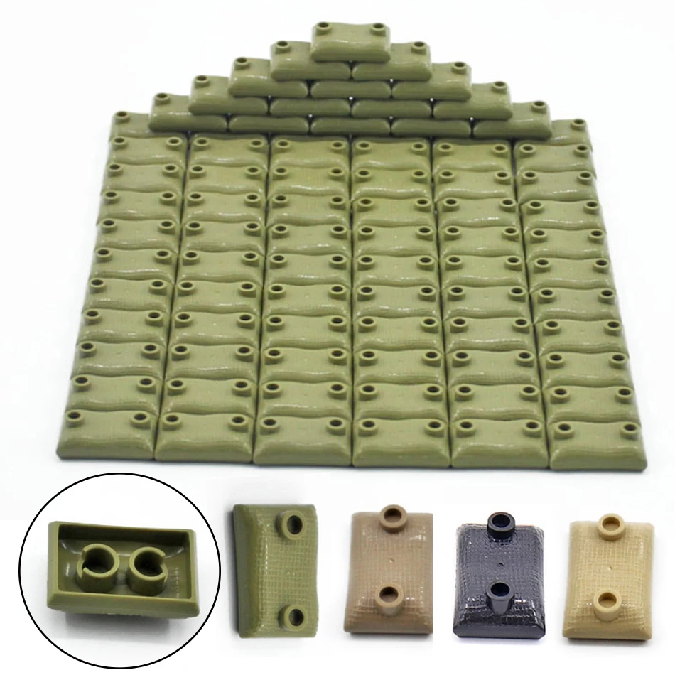 

30/50 PCS Military Sandbag DIY Army Scene Parts Compatible legoed WW2 Soldier Figures Weapon Building Blocks Toys For Children