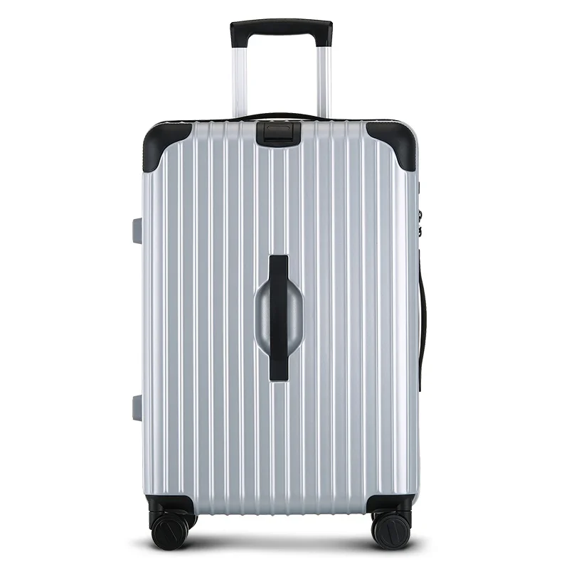 Edison PC Material INS Wind Retro Trolley Case Suitcase Student Luggage Men and Women 20 inch Universal Wheel Trolley Case - Цвет: Серебристый