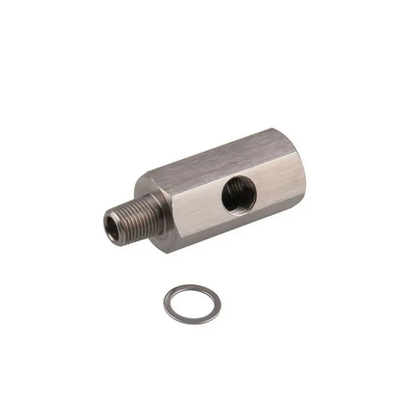 

Universal 1/8" BSPT Tee for taping into OE oil pressure sender to allow for turbo oil supply or aftermarket oil pressure gauge