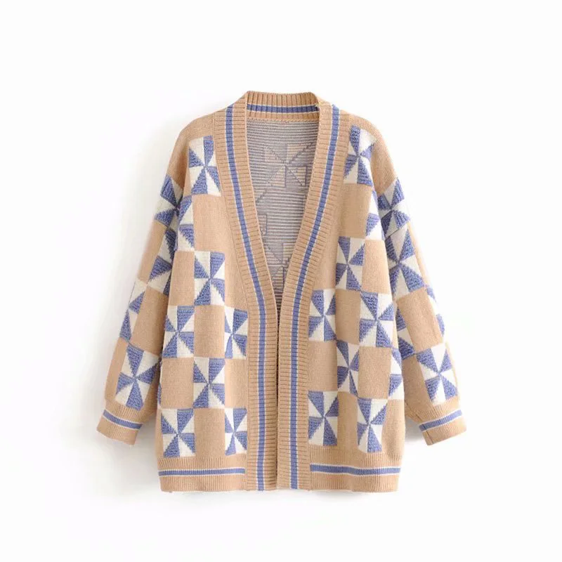 

Open Stitch Sweaters Knitted Women Wild Button V-Neck Spring and Autumn Sweaters Coat Long Sleeve Tops Ladies Sweaters Outwear