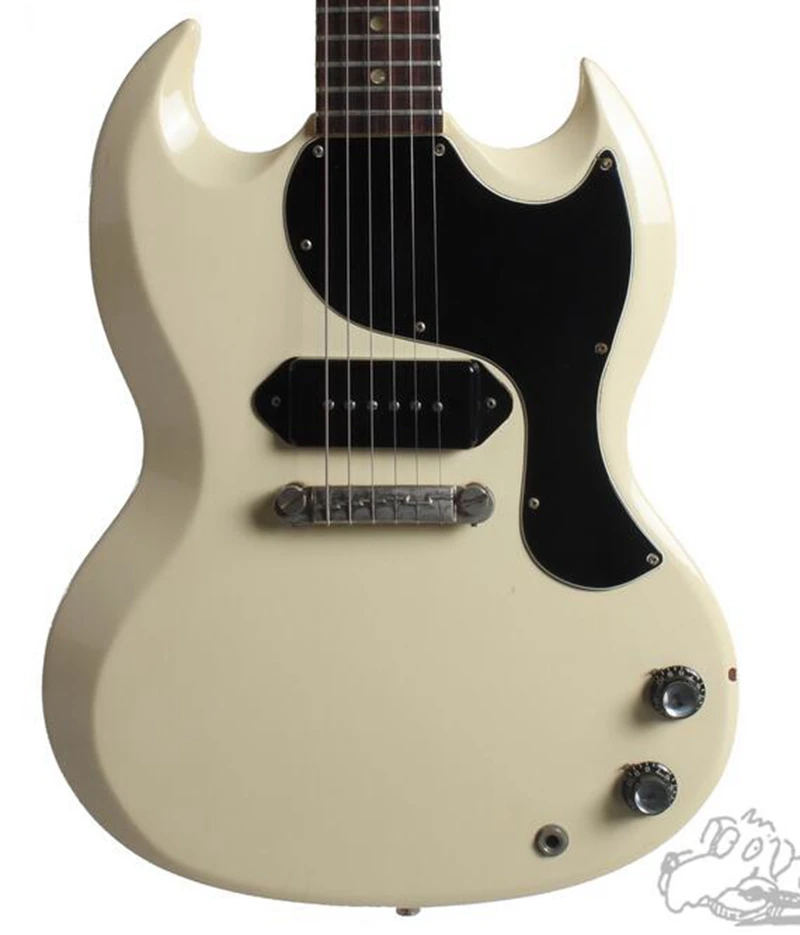 Custom Shop 1965 Polaris White Cream SG Junior для электрогитары сингл Black P-90 Pickup винтажные тюнеры