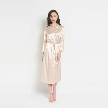 

Autumn women's home clothes long sleeve nightgown sexy silk pajamas lace long nightgown