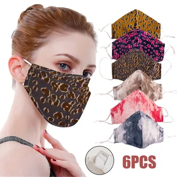 

6PCS Adult Woman Tie Dyed Cloth Face Shield Face Shield Washable Mouth Mask Breathable Face Mask Windproof Reusable mondmaskers