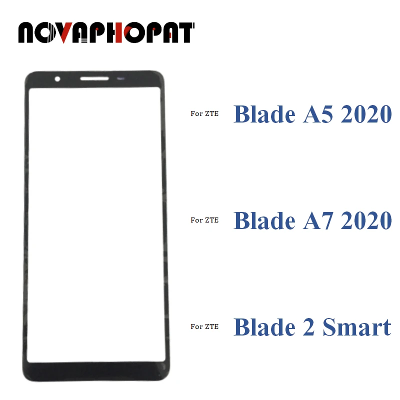 Novaphopat черный Передний дигитайзер ЖК Сенсорная стеклянная панель для ZTE Blade A5 A7 2020 2