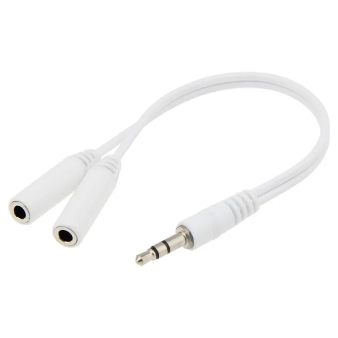3 5mm 1 Male to 2 Female Jack Aux Audio Cable Headphone Splitter Y Extension Cord for Car Phone Tablet Earphone 100pcs
