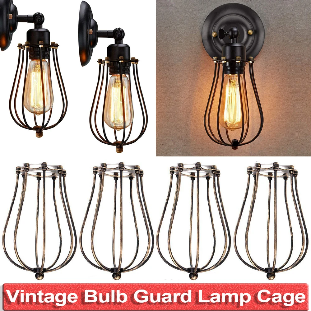 

2020 Vintage Style Lamp Cage Rustic State Set of 1/2/3/4 Fixture Metal Wire Cage Lamp Guard Lamp shades Bulb Guard Lamp Cage D30