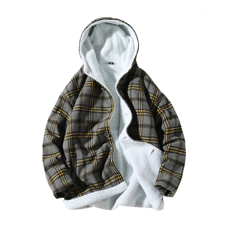 SOUL OF TIGER, корейская мода, Мужская винтажная клетчатая парка, мужская повседневная Свободная куртка с капюшоном, зимнее теплое меховое пальто большого размера XXXXXL