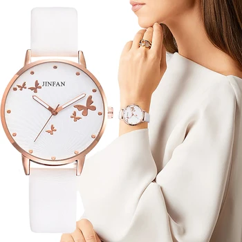 Elegant Simple Butterfly Design Dial Design Ladies Watches Women Fashion Luxury Dress Watch Casual Woman Quartz Leather Clock 1
