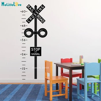 

Railroad Crossing Growth Height Chart Wall Sticker Fixed Size Lovely Decor For Kids Baby Room Vinyl Murals YT5398