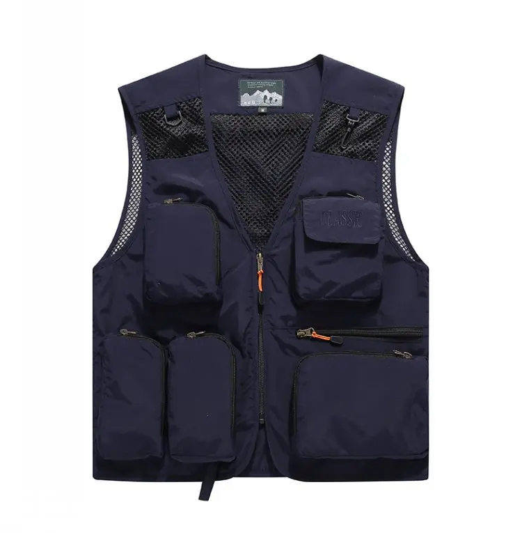 6637 Men Multi-pockets Waistcoat Spring Summer Fishing Vest Photography Vest Thin Quick-Dry Waistcoat Vest