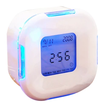 

2Pcs Calendar Clocks Digital Led Clock Bedside Temperature Lighting Multi-Function Alarm Clock with Led Display