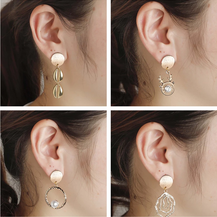 Женские Висячие серьги Kinitial корейские геометрические круглые в форме оленя