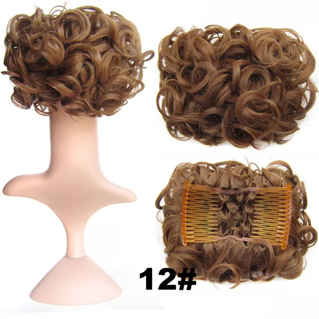 Similler короткие грязные кудрявые волосы булочка легко растягиваются расчески для волос заколки для наращивания шиньон поднос конский хвост шиньон - Цвет: 12