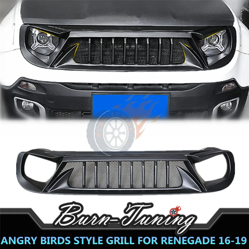 

Angry Birds Style ABS Grill For Jeep Renegade 2016-2019 Black Honeycomb Mesh Racing Grille Front Bumper Trim Car Styling Parts