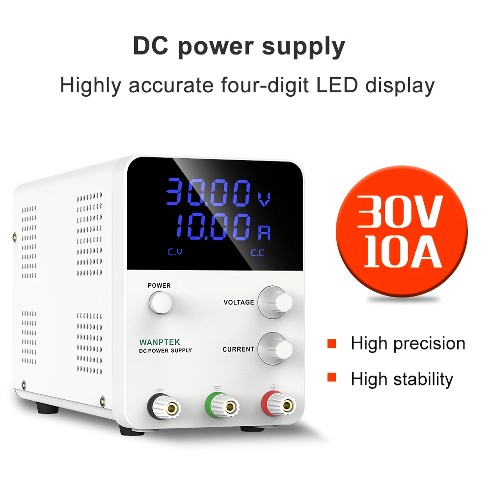 Wanptek Adjustable DC power supply 30V 10A LED Digital Lab Bench Power Source Stabilized Power Supply Voltage Regulator Switch-3