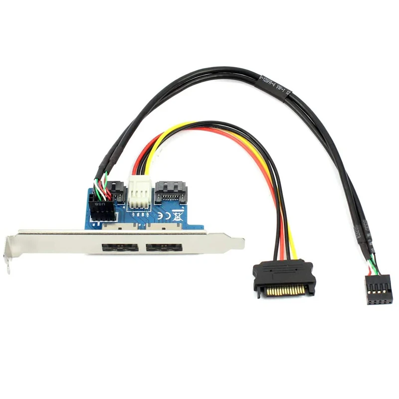 Placa de Expansão Esata Portas Duplas Sata para Essmd Power Over Esata Placa Mãe x Sata e Usb 2.0 Expansor com Capa para pc Cartões para acréscimos - Imagem 5