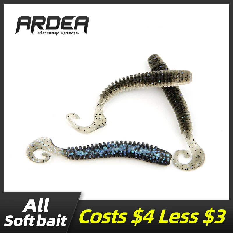 

ARDEA 10PCS/lot soft fishing lure plastic 65mm 1.5g worm lure Attractive Shrimp odor salt Swivel Bass Fishing Tackle grub lure