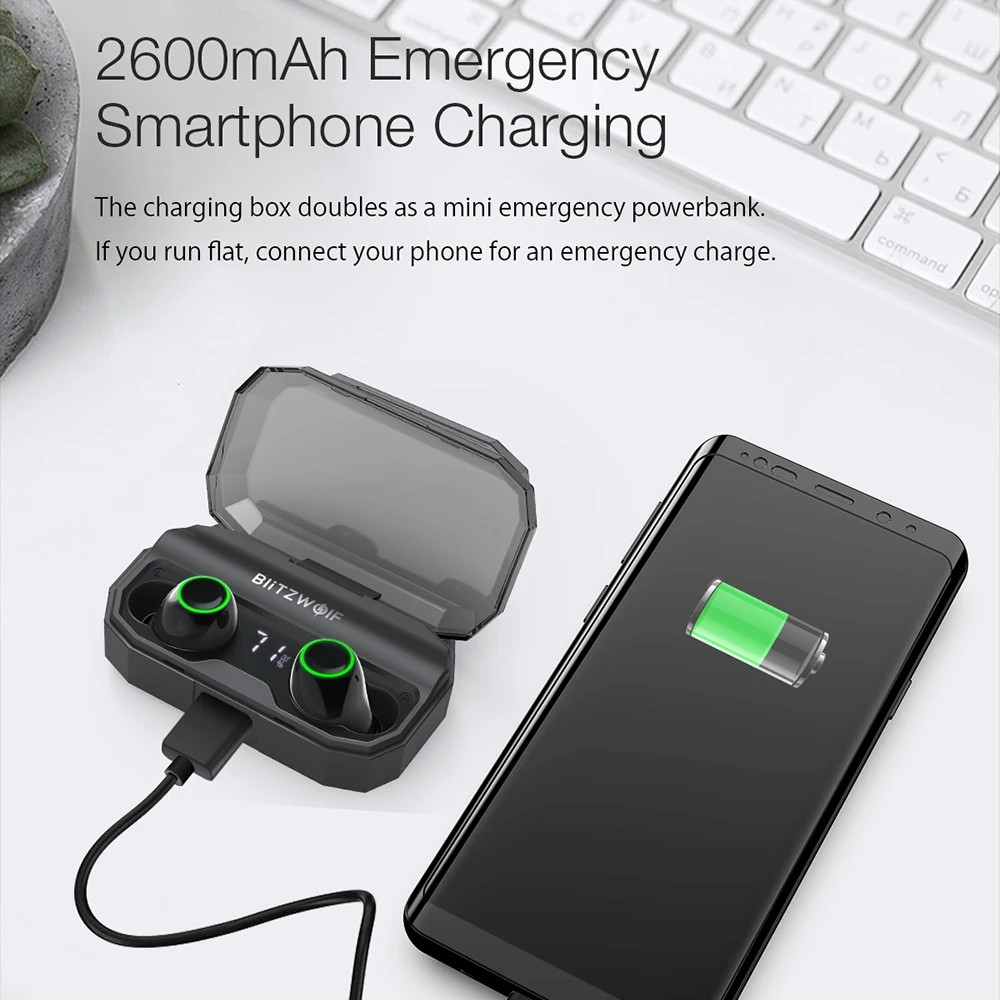 BlitzWolf FYE3S FYE3 TWS True Беспроводные Bluetooth 5 0 Inear наушники 2600 мАч Зарядка батареи