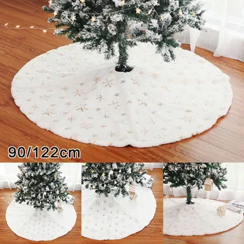 

Durable Christmas tree skirt Plush Embroidered Decoration Fabric Sequin Home Decor VJ-Drop