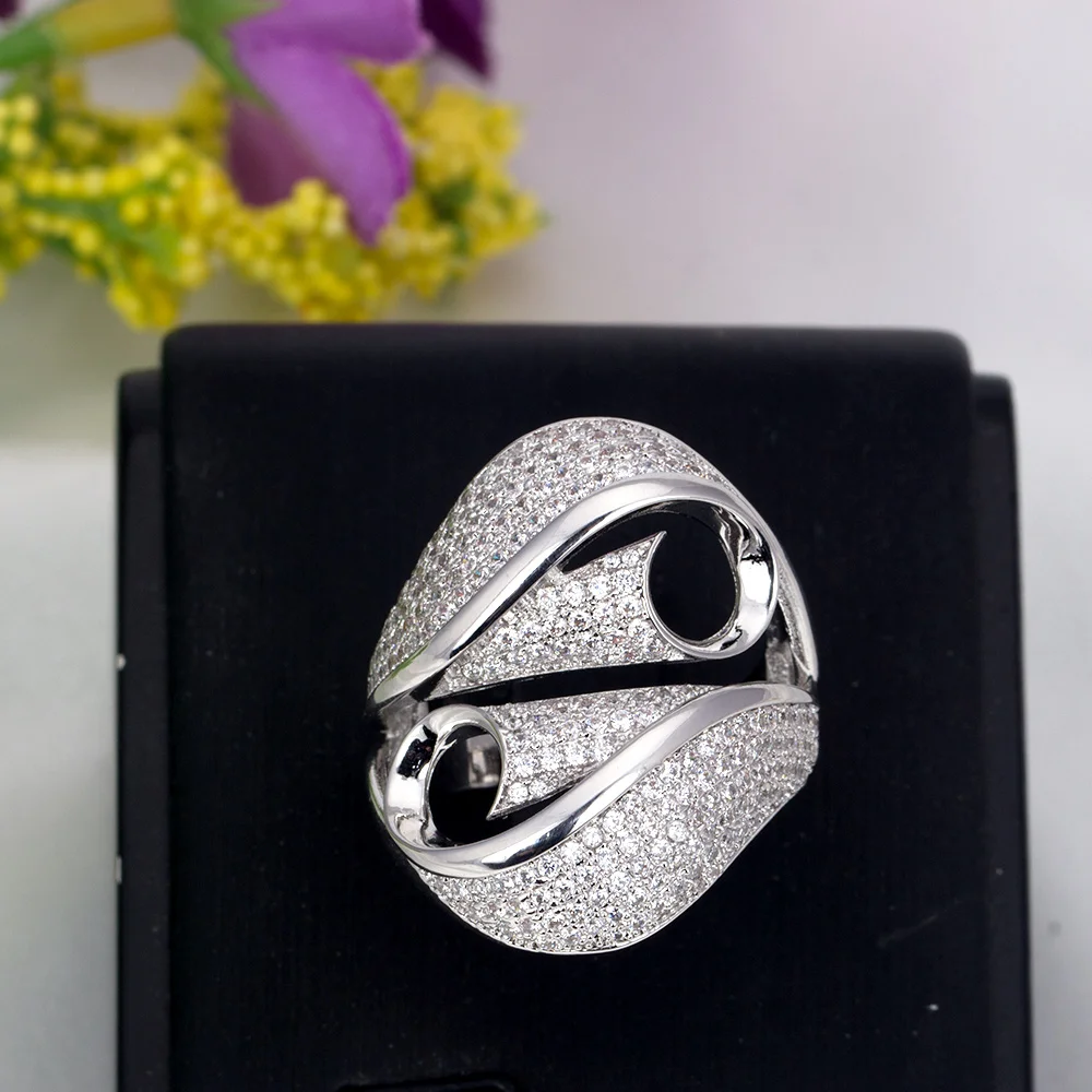 silver color Новинка! Высокое качество! Распродажа! модное серебряное кольцо с кубическим цирконием, свадебные кольца, ювелирные изделия, вечерние кольца - Цвет основного камня: silver color