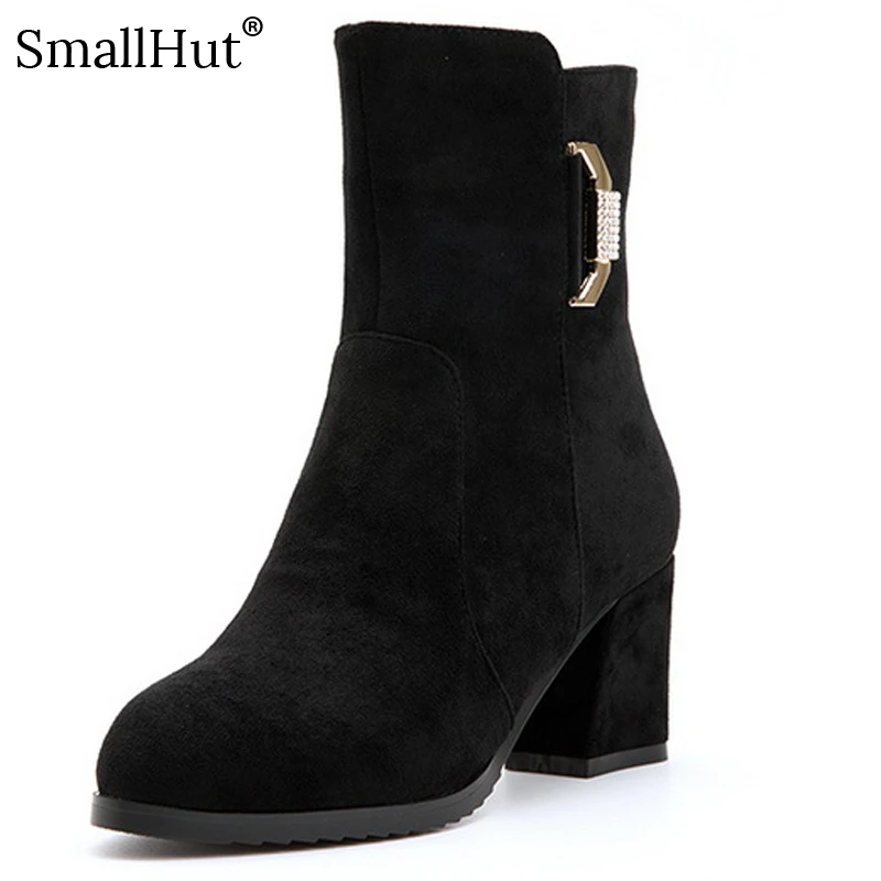 Ботильоны на высоком каблуке Женская Осенняя модная обувь квадратном элегантные