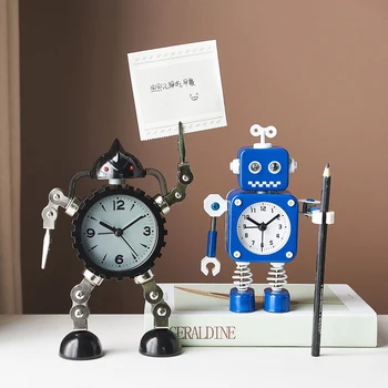 

Robot Alarm Clock Multi-color Robot Model Home Decoration Study Bedroom Countertop Decor Children Birthday Gift Bedside Clock