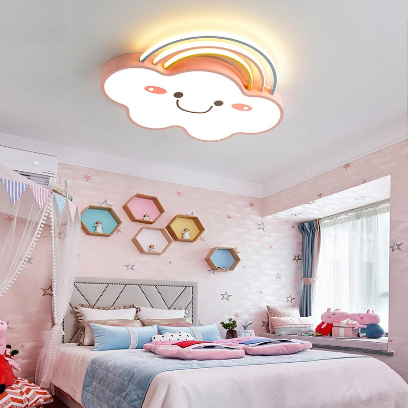 Современный мультяшный потолочный светильник Rainbow Cloud для маленьких девочек