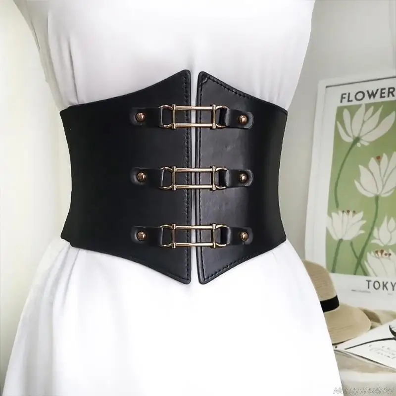 Stretch Corset Korean Sexy Vintage Fauxleather Wide Waist Belt for Women  High Waist Slimming Corsets and Bustiers