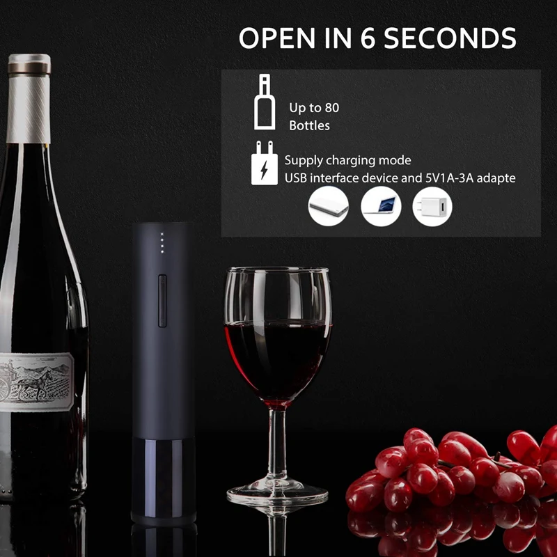 Electric Wine Opener, Rechargeable Automatic Wine Bottle Openers, Durable Stainless Cordless Electric Corkscrew Wine Cork Remove