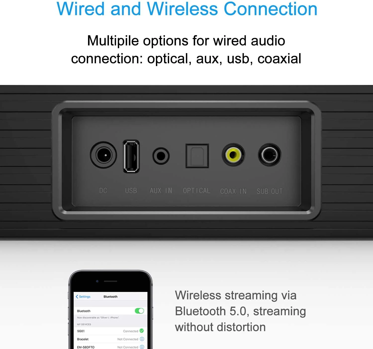 YOUXIU 60 Вт Bluetooth проводной Саундбар Hifi домашний кинотеатр система объемного