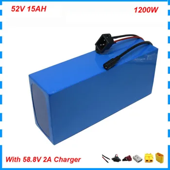 

1000W 52V 14S lithium battery akku 52V 15AH Electric bicycle battery 52V 14S ebike batteries 30A BMS 58.8V 2A Charger