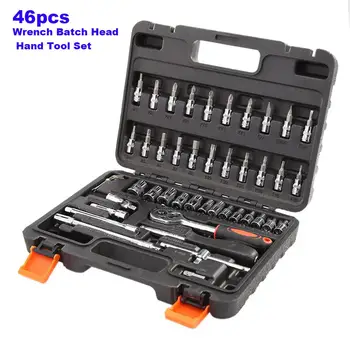 

46Pcs Wrench Batch Head Hand Tool Set Ratchet Carbon Steel Pawl Socket Spanner Screwdriver Motorcycle Car Repair Tool Set
