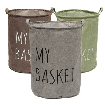 

Cotton Linen Fabric Foldable Laundry Washing Hamper Storage Large Capacity Bag Bins Kids Toy Buckets Storage Hamper